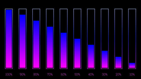 Modern percentage infographics object set in shape of simple gradient bar