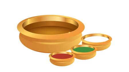 Traditional Indian Bowl vector illustration on white background.のイラスト素材