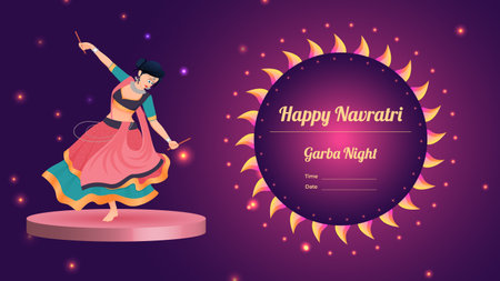 dandiya girl vector banner illustration, creative dandiya banner vector, Happy navratri.のイラスト素材