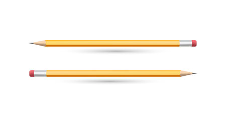 realistic 3d pencil boject vector illustration on white background.のイラスト素材