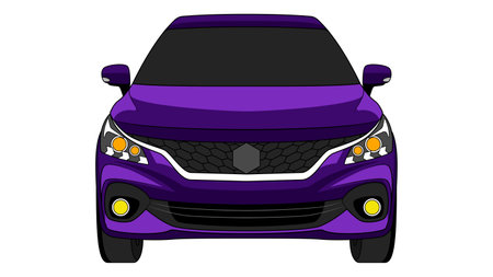 premium hatchback car in bright color vector, realistic car flat bright color vector illustrationのイラスト素材