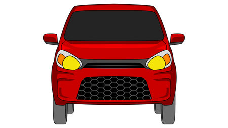small hatchback car in bright color vector, realistic car flat bright color vector illustrationのイラスト素材