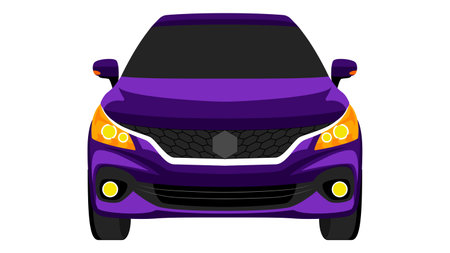 premium hatchback car in bright color vector, realistic car flat bright color vector illustrationのイラスト素材