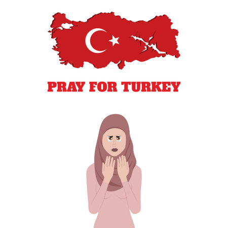 pray for turkey, woman praying vector illustration.のイラスト素材