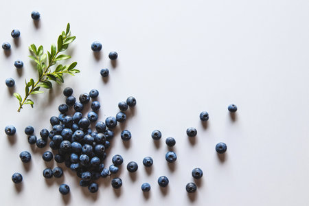 Group of fresh blueberries isolated on white background. Healthy food, healthの写真素材