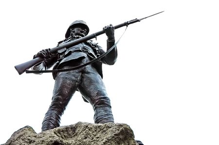 memorial statue of soldier in Belfast, Northern Irelandの写真素材