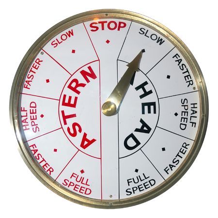 historical speedometer on the old ship isolated over white