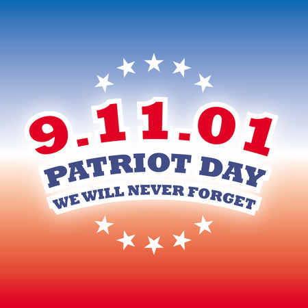 usa september 11 - patriot day on blue and red banner vectorのイラスト素材