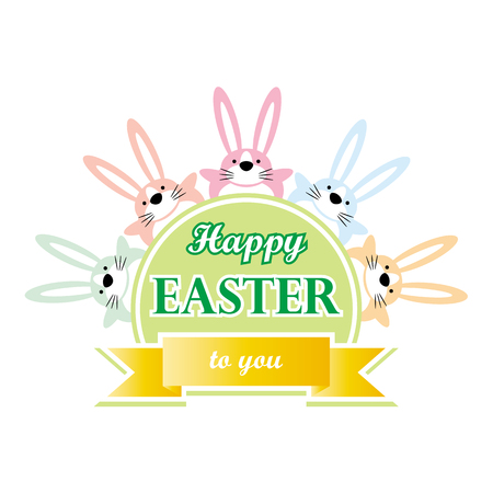 happy easter to you greeting card with bunny on white backgroundのイラスト素材