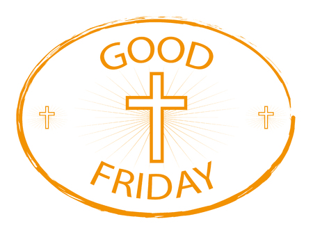 Good Friday gold stamp with cross isolated on white backgroundのイラスト素材