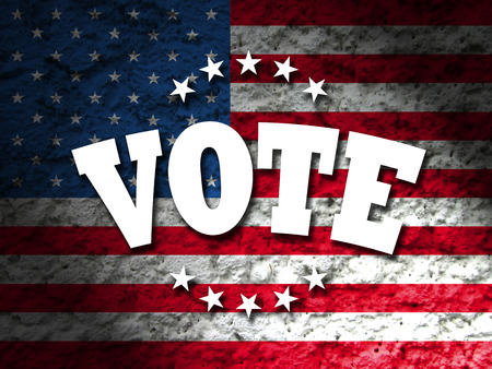 Vote design for Presidential Election USA, Vote sign with american flag grunge style backgroundの写真素材