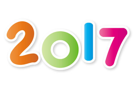 2017 New Year symbol colorful isolated on white backgroundのイラスト素材