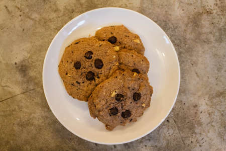 American golden brown cookies with chocolate sprinkles.の写真素材