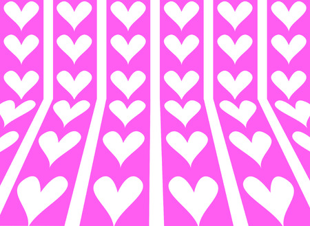 abstract perspective white heart on pink background