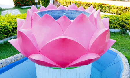 Empty Lotus shapes fountain in a garden at temple in Thailandの写真素材