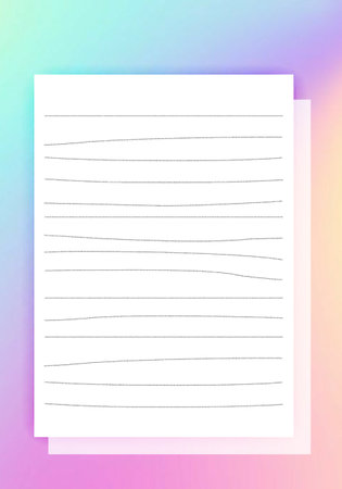 Blank white paper sheet on rainbow gradient background. Vector illustration.の写真素材