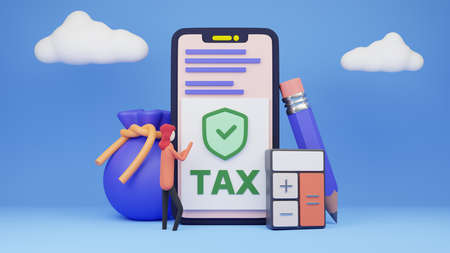 3D Mobile Online Tax Calculation Management Financeの写真素材