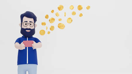 3D Man Play to Earn Mobile Game Money Finance Cryptocurrency