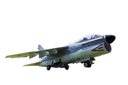 The fighter can be loaded with one driver, the wheel of the aircraft is spread on all three wheels, the condition of the aircraft is quite old.の写真素材