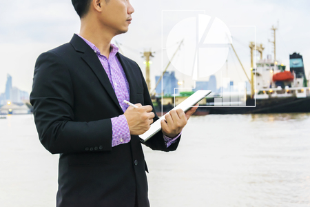 Leadership is very necessary for being a leader, Construction work needs certainty, precise, precision, Engineers are in control Construction, Use communication toolsの写真素材