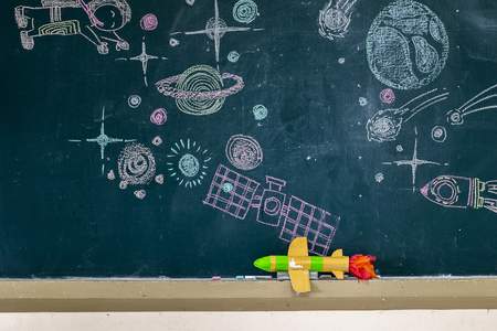 The classroom environment in which the students are intending to study seriously,Students work STEM,Are learning about Solar system,Draw and measure distance,Invented aircraft rocket,follow that Dreamの写真素材