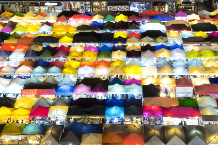 Bangkok,Train Night Market at 8:00 pm, a gathering of food, clothing, jewelry. And many more, Thais and foreigners like to come in here, Amazing Thailand.のeditorial素材