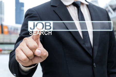 Concept Internet job search,Browser search bar Business Internet Network Web Technology ,Businessmen wear black suitsの写真素材