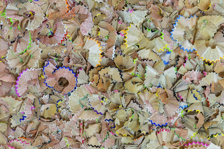 Pencil shells are out of pencils,crayons, many colors,stacked together.The background is made from natural origin.It's like a start.の写真素材