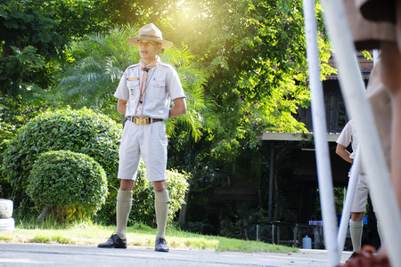 Original dress Boy scout, costume Based on the director scout in Thailand. Alignment rules, Teaching in the camp.のeditorial素材