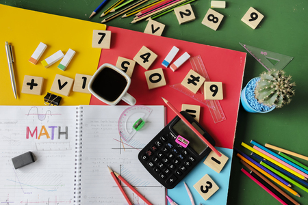 Creative arrangement of geometry - Education in mathematics. architecture and engineering concept. The content is mathematical. Top view.の写真素材