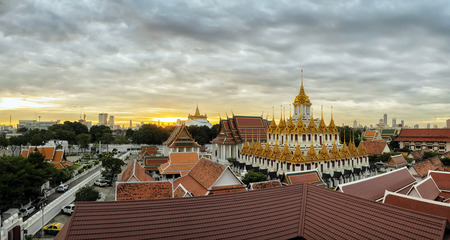 Wat Ratchanadda panorama view. It is a place that is important to Buddhism in Thailand, Popular tourist attraction of foreigners. If traveling to Bangkok. panorama view.のeditorial素材