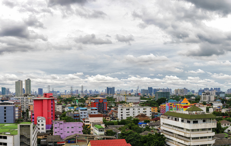 Colorful city concept, Capital of Bangkok, The expressway is a good communication aid. The economy is growing very well. The growing city, but the trees are still necessary.のeditorial素材