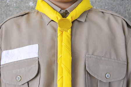 Boy scout, Uniforms,Yellow scarf, brown shirt,costumes worn by students in Thailand.の写真素材
