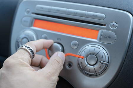 Car audio system concept. Music player in car. This will help you feel relaxed when you are driving.It is the amplifier technology that needs to be installed in the car.の写真素材