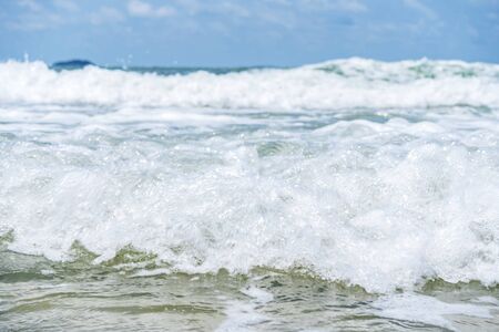 Beautiful sea in Rayong, Thailand. Water waves that are coming wave, Is the beauty of nature.