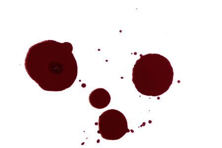 Red ink pen and ink lining on a white background. Ink spot. Red ink silhouette.の写真素材