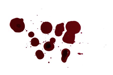Red ink pen and ink lining on a white background. Ink spot. Red ink silhouette.の写真素材