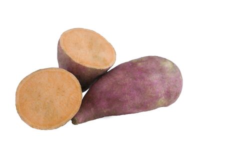 Seamless pattern with sweet potato. Vegetables abstract background. Sweet potato on the white background.の写真素材