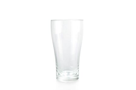 Empty glass for water, juice or milk on white background, Simple empty Water Glass.の写真素材