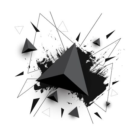 Background with Triangle Pattern, Abstract Triangle Black. 3D renderingの写真素材