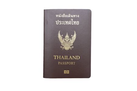 Thailand passport isolated on white backgroundの写真素材