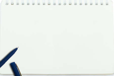 Empty notebook paper for text with blue pen の写真素材
