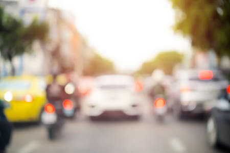 Blurry background of terrible traffic jam in city