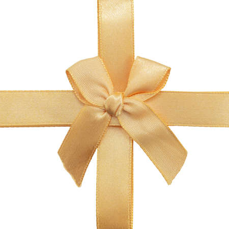 Gift ribbon with bow isolated on white backgroundの写真素材