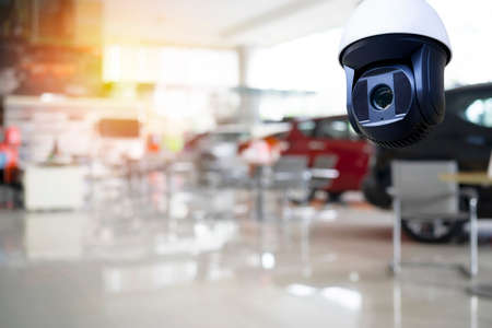 Indoor CCTV monitoring, security cameras at motor show or car exhibition show