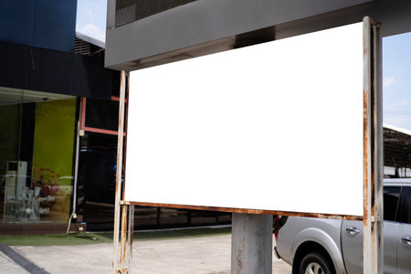 3d illustration. Outdoor Frame Mockup on city streetの写真素材