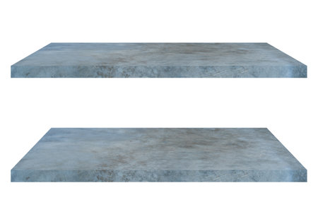 Concrete shelves table isolated on white background, objects with clipping paths for design work, "3D illustration" or "3D rendering"の写真素材