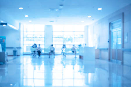 Abstract blur beautiful luxury hospital and clinic interior for background. Vintage filter patient waiting for see doctor.の写真素材