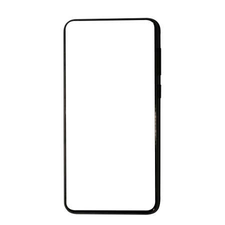 Black smartphone with blank screen isolated on white background. Mockup to showcasing mobile web-site design or screenshots your applications.の写真素材