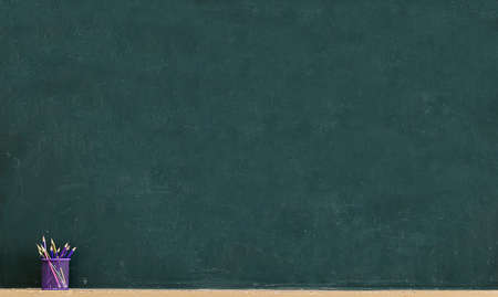 Blackboard is Empty, Education is important for everyone, because it helps to succeed. To stimulate teaching, Front side a pencil case.の写真素材